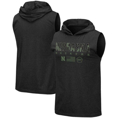 Shop Colosseum Black Nebraska Huskers Oht Military Appreciation Camo Logo Hoodie Sleeveless T-shirt