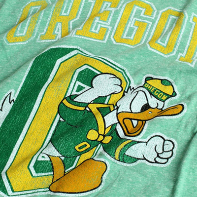Shop Retro Brand Original  Heather Green Oregon Ducks Vintage School Over Donald O Tri-blend T-shirt