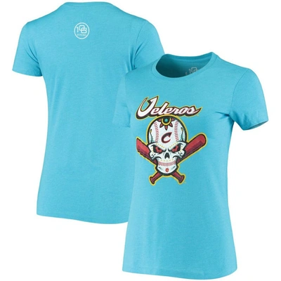 Shop 108 Stitches Turquoise Veleros De Columbus Copa De La Diversion Script Tri-blend Scoop Neck T-shirt