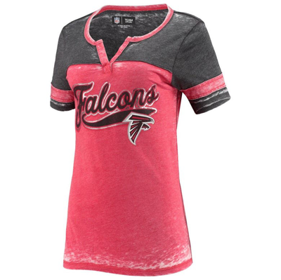 Shop 5th And Ocean By New Era 5th & Ocean By New Era Red Atlanta Falcons Burnout Wash Stripe V-neck T-shirt