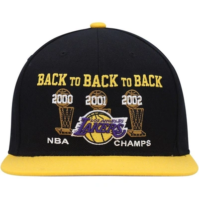 Shop Mitchell & Ness Black/gold Los Angeles Lakers Hardwood Classics Back-to-back-to-back Nba Champions S
