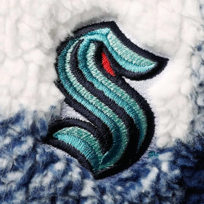 G-iii 4her By Carl Banks Women's Deep Sea Blue And White Seattle Kraken Plaid Sherpa Quarter-zip Jacket In Navy