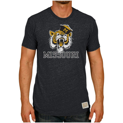 Shop Retro Brand Original  Heather Black Missouri Tigers Vintage Angry Tiger Tri-blend T-shirt