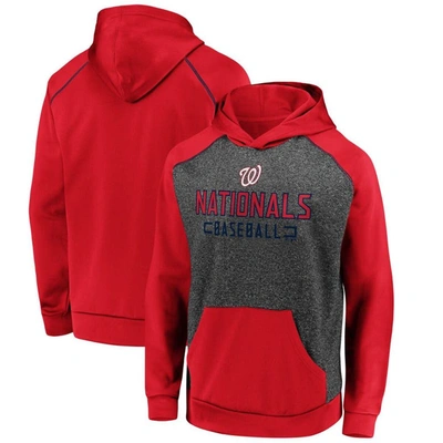 Shop Fanatics Branded Charcoal/red Washington Nationals Game Day Ready Raglan Pullover Hoodie