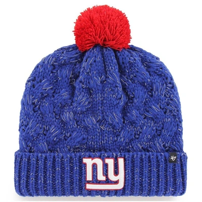 Shop 47 ' Royal New York Giants Fiona Logo Cuffed Knit Hat With Pom