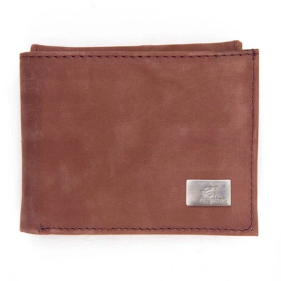 Shop Eagles Wings Miami Marlins Leather Bifold Wallet In Brown