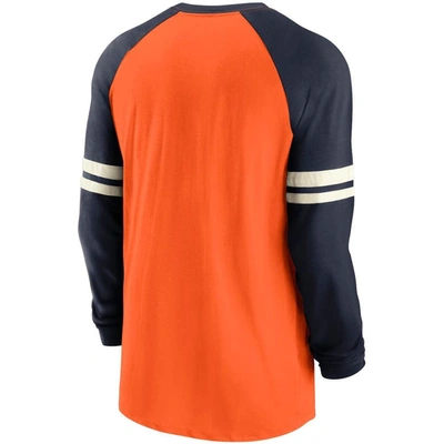 Shop Nike Orange/navy Chicago Bears Throwback Raglan Long Sleeve T-shirt