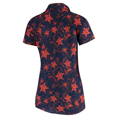 Shop Foco Navy/orange Houston Astros Tonal Print Button-up Shirt