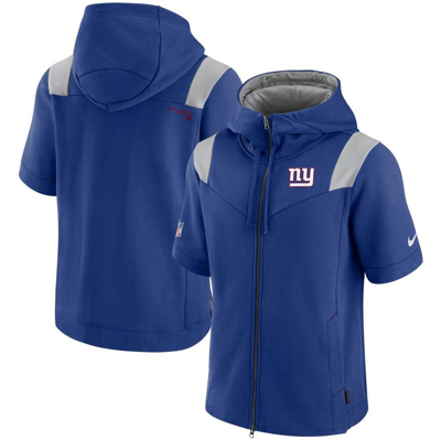 Shop Nike Royal New York Giants Sideline Showout Short Sleeve Full-zip Hoodie
