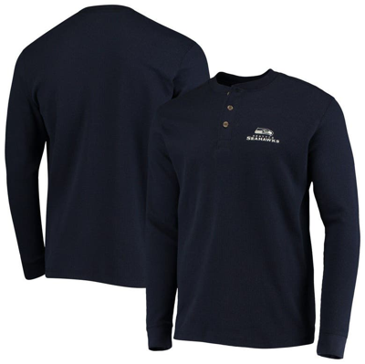 Shop Dunbrooke Navy Seattle Seahawks Logo Maverick Thermal Henley Long Sleeve T-shirt