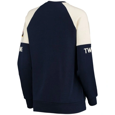 Shop Starter Navy/red Minnesota Twins Baseline Raglan Pullover Sweatshirt
