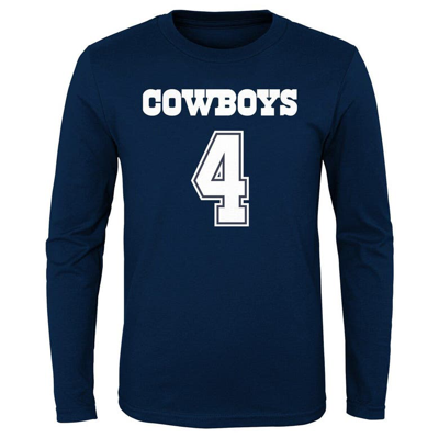 Shop Outerstuff Youth Dak Prescott Navy Dallas Cowboys Mainliner Player Name & Number Long Sleeve T-shirt