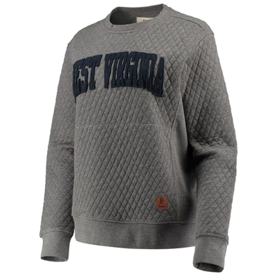 Pressbox Heathered Gray West Virginia Mountaineers Moose Applique Quilted Crewneck Sweatshirt In Heather Gray