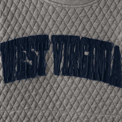 Pressbox Heathered Gray West Virginia Mountaineers Moose Applique Quilted Crewneck Sweatshirt In Heather Gray