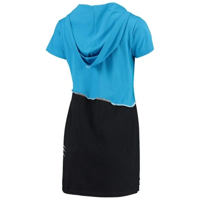 Shop Refried Apparel Blue/black Carolina Panthers Sustainable Hooded Mini Dress