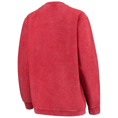 Pressbox Women's Red Wisconsin Badgers Comfy Cord Corduroy Crewneck Sweatshirt In Red