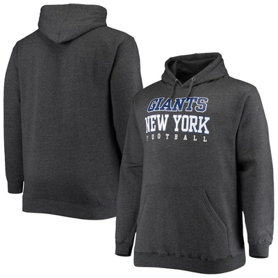 Shop Fanatics Branded Heathered Charcoal New York Giants Big & Tall Practice Pullover Hoodie In Heather Charcoal