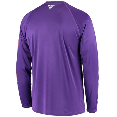 Shop Columbia Purple Clemson Tigers Terminal Tackle Omni-shade Raglan Long Sleeve T-shirt