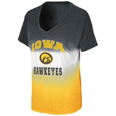 Shop Colosseum Black/gold Iowa Hawkeyes Winkle Dip Dye V-neck T-shirt