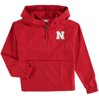 Shop Champion Youth  Scarlet Nebraska Huskers Pack & Go Quarter-zip Windbreaker Jacket In Red