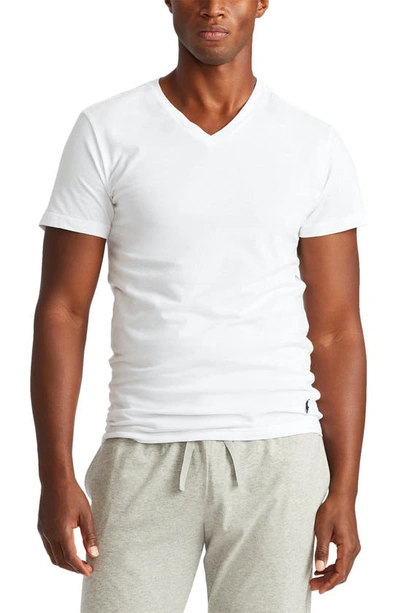 Polo Ralph Lauren Cotton Solid Classic Fit V Neck Undershirts, Pack Of 5 In White