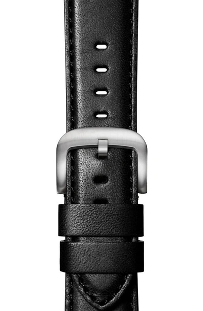 Shop Shinola Rail Road Leather 17mm Apple Watch® Watchband In Black