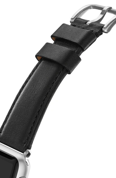 Shop Shinola Rail Road Leather 17mm Apple Watch® Watchband In Black