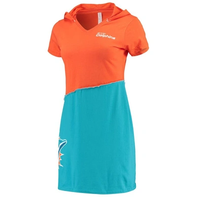 Shop Refried Apparel Orange/aqua Miami Dolphins Sustainable Hooded Mini Dress