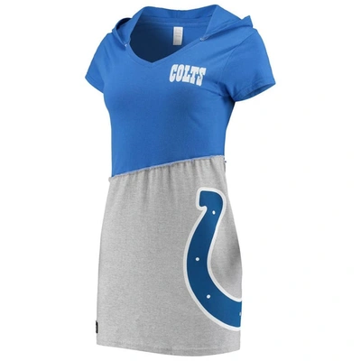 Shop Refried Apparel Royal/gray Indianapolis Colts Sustainable Hooded Mini Dress