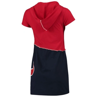 Shop Refried Apparel Red/navy Houston Texans Sustainable Hooded Mini Dress
