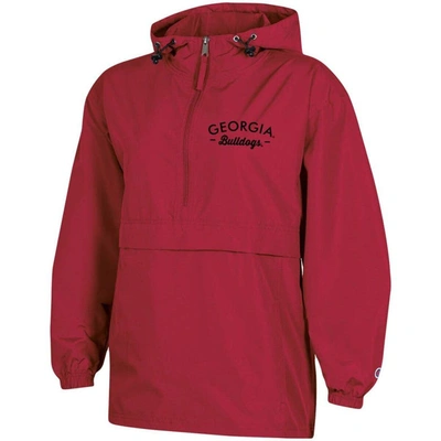 Shop Champion Red Georgia Bulldogs Packable Half-zip Light Rain Jacket
