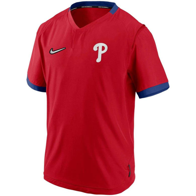 Men's Nike Red/Royal Philadelphia Phillies Authentic Collection Short  Sleeve Hot Pullover Jacket