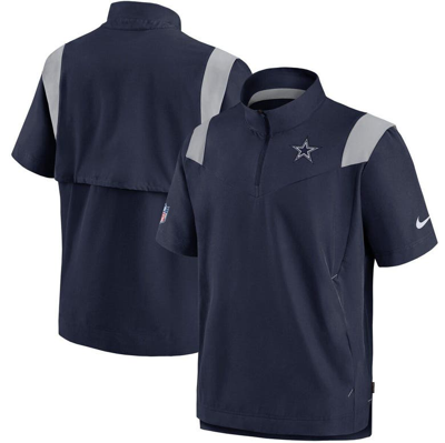 Nike Navy Dallas Cowboys Sideline Coaches Short Sleeve Quarter-Zip Jacket