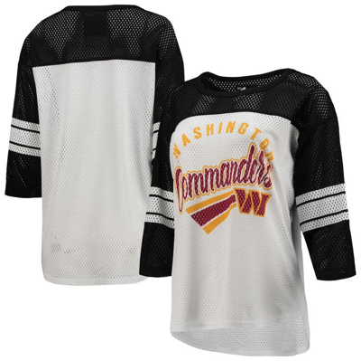 G-iii 4her By Carl Banks Women's  White, Black Washington Commanders First Team 3/4-sleeve Mesh Top In White