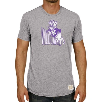 Shop Retro Brand Original  Heathered Gray Kansas State Wildcats Vintage Logo Tri-blend T-shirt In Heather Gray