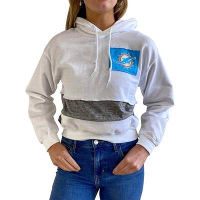 Shop Refried Apparel White Miami Dolphins Sustainable Crop Dolman Pullover Hoodie