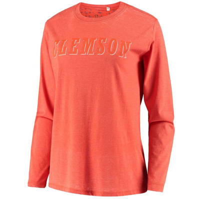 Shop Pressbox Orange Clemson Tigers Tonal Block Vintage Wash Long Sleeve T-shirt