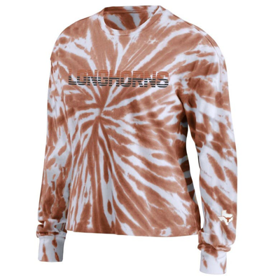 Shop Wear By Erin Andrews Texas Orange Texas Longhorns Tie-dye Long Sleeve T-shirt In Burnt Orange