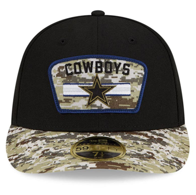 Shop New Era Black/camo Dallas Cowboys 2021 Salute To Service Low Profile 59fifty Fitted Hat