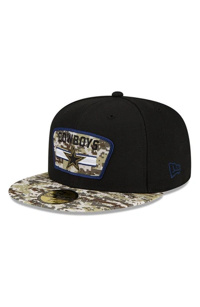 Shop New Era Black/camo Dallas Cowboys 2021 Salute To Service 59fifty Fitted Hat