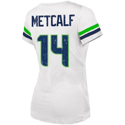 Shop Majestic Fanatics Branded Dk Metcalf White Seattle Seahawks Fashion Player Name & Number V-neck T-shirt