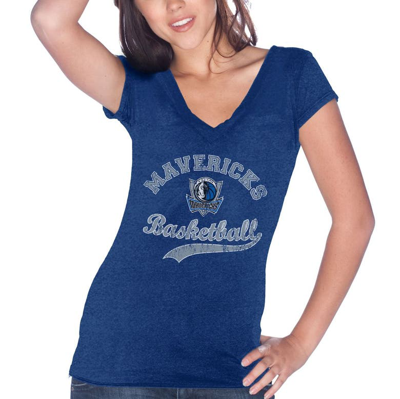 Majestic Women's  Threads Dirk Nowitzki Blue Dallas Mavericks Name & Number Tri-blend T-shirt In Blue