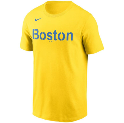 Nike Men's Rafael Devers Gold-tone Boston Red Sox City Connect Name Number  T-shirt