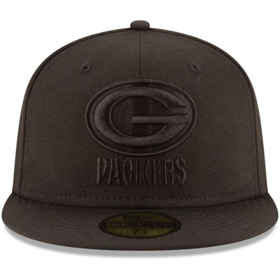 Shop New Era Green Bay Packers Black On Black 59fifty Fitted Hat