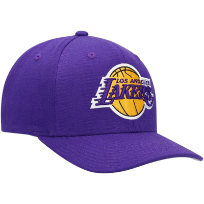 Shop Mitchell & Ness Purple Los Angeles Lakers Ground Stretch Snapback Hat