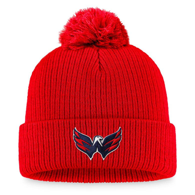 Shop Fanatics Branded Red Washington Capitals Core Primary Logo Cuffed Knit Hat With Pom