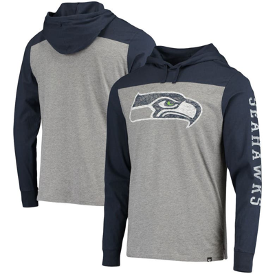 Shop 47 ' Heathered Gray/blue Seattle Seahawks Franklin Wooster Long Sleeve Hoodie T-shirt In Heather Gray