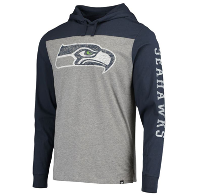 Shop 47 ' Heathered Gray/blue Seattle Seahawks Franklin Wooster Long Sleeve Hoodie T-shirt In Heather Gray