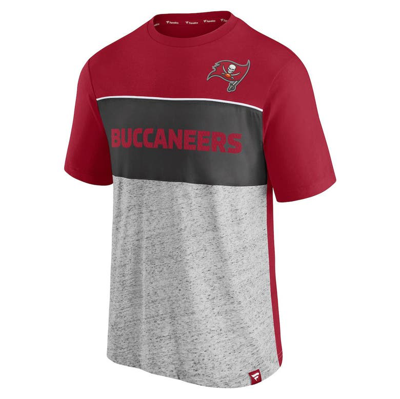 Shop Fanatics Branded Red/heathered Gray Tampa Bay Buccaneers Colorblock T-shirt