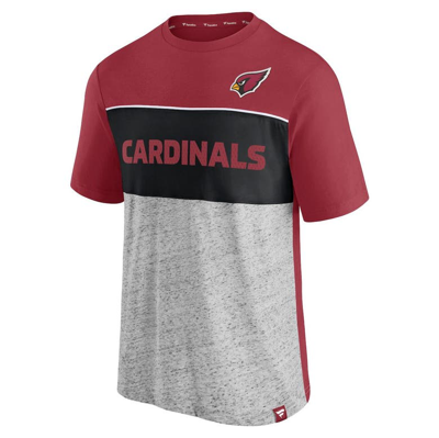 Fanatics Branded Cardinal/heathered Gray Arizona Cardinals Colorblock T-shirt In Cardinal